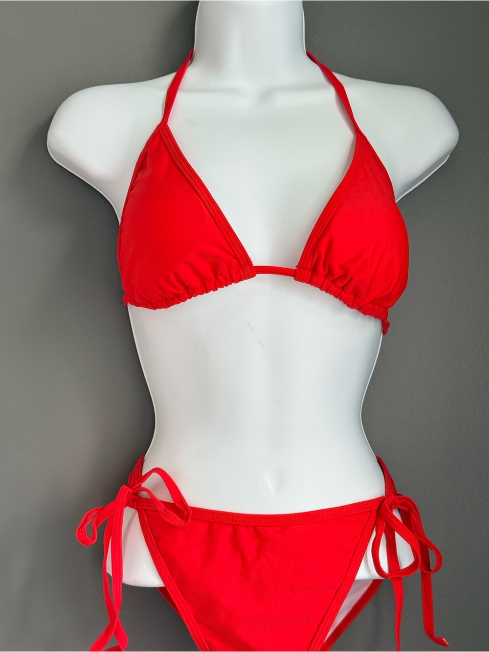 Red Triangle String Bikini Set